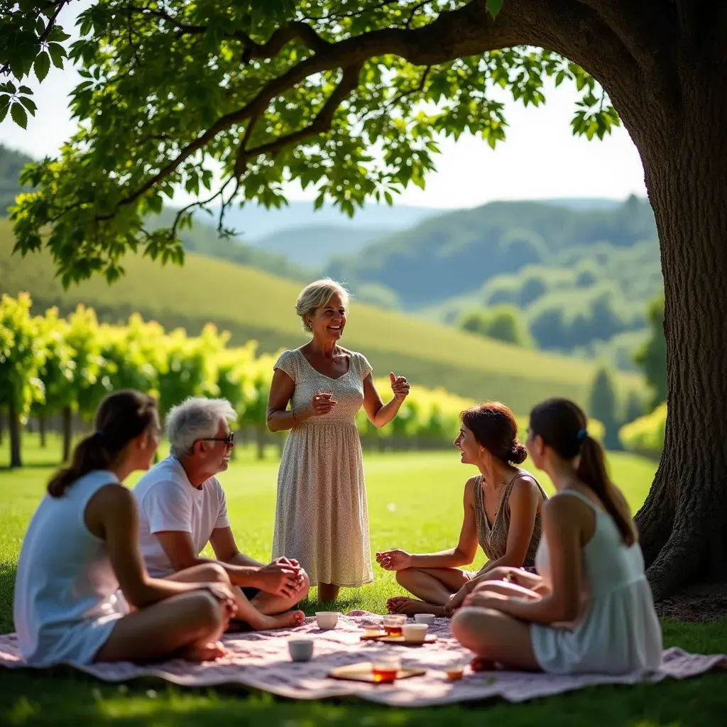 Családi összejövetel, ahol a tea fogyasztása történik
